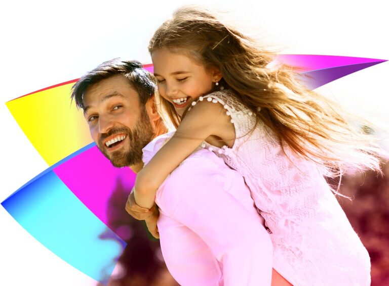 Dad giving daughter piggyback ride